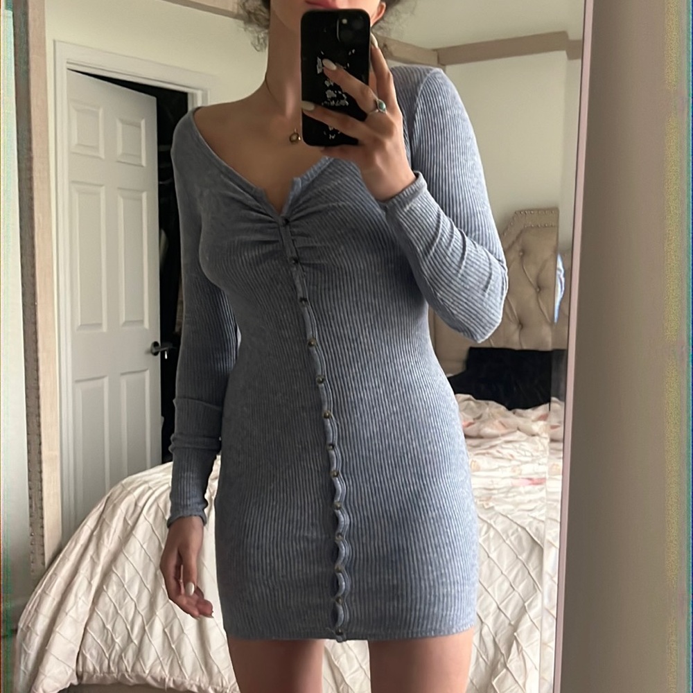 Comfortable casual blue dress